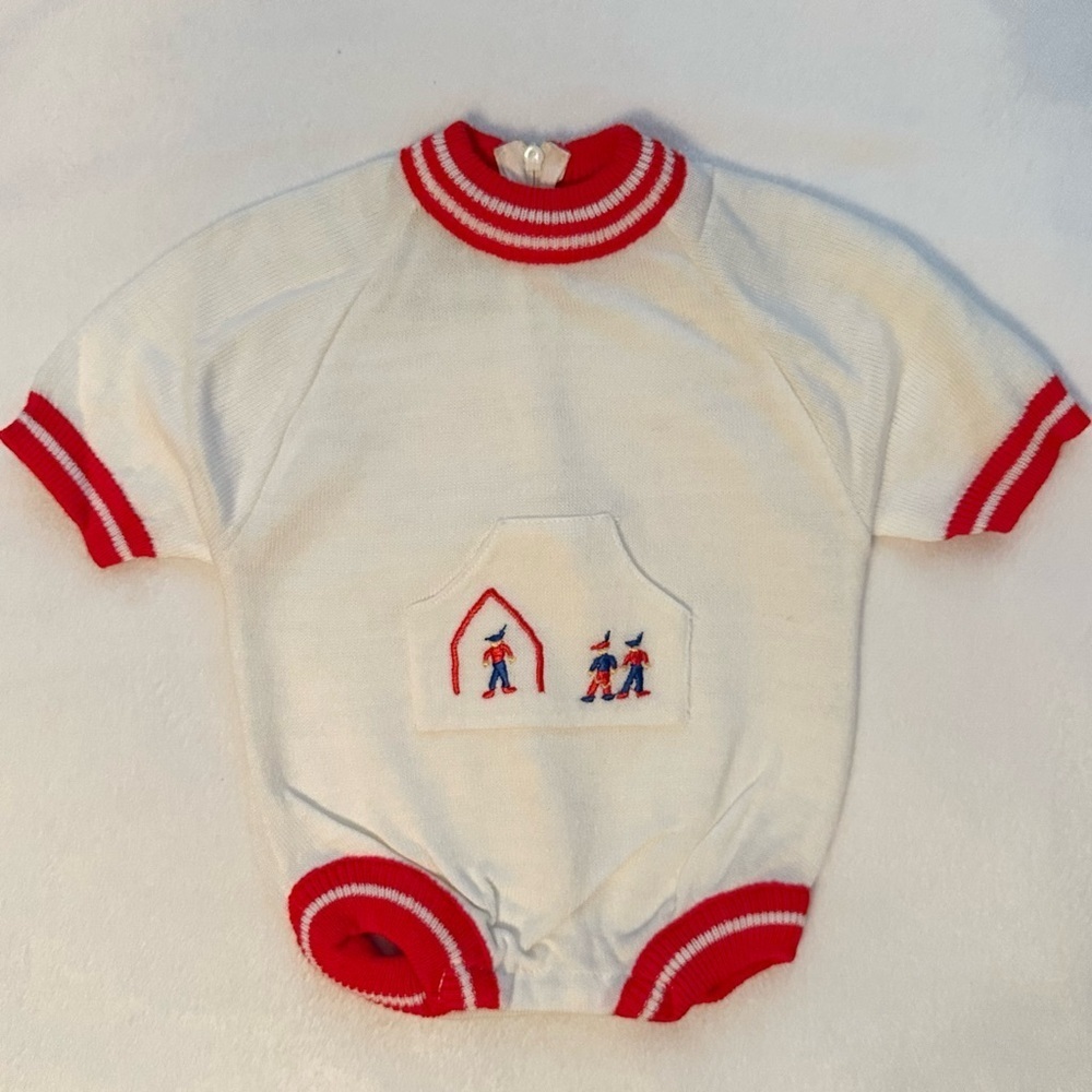 Vintage NWT Tiny Tots Sweater Knit Bodysuit 1pc Baby Boy 0-3M Embroidered